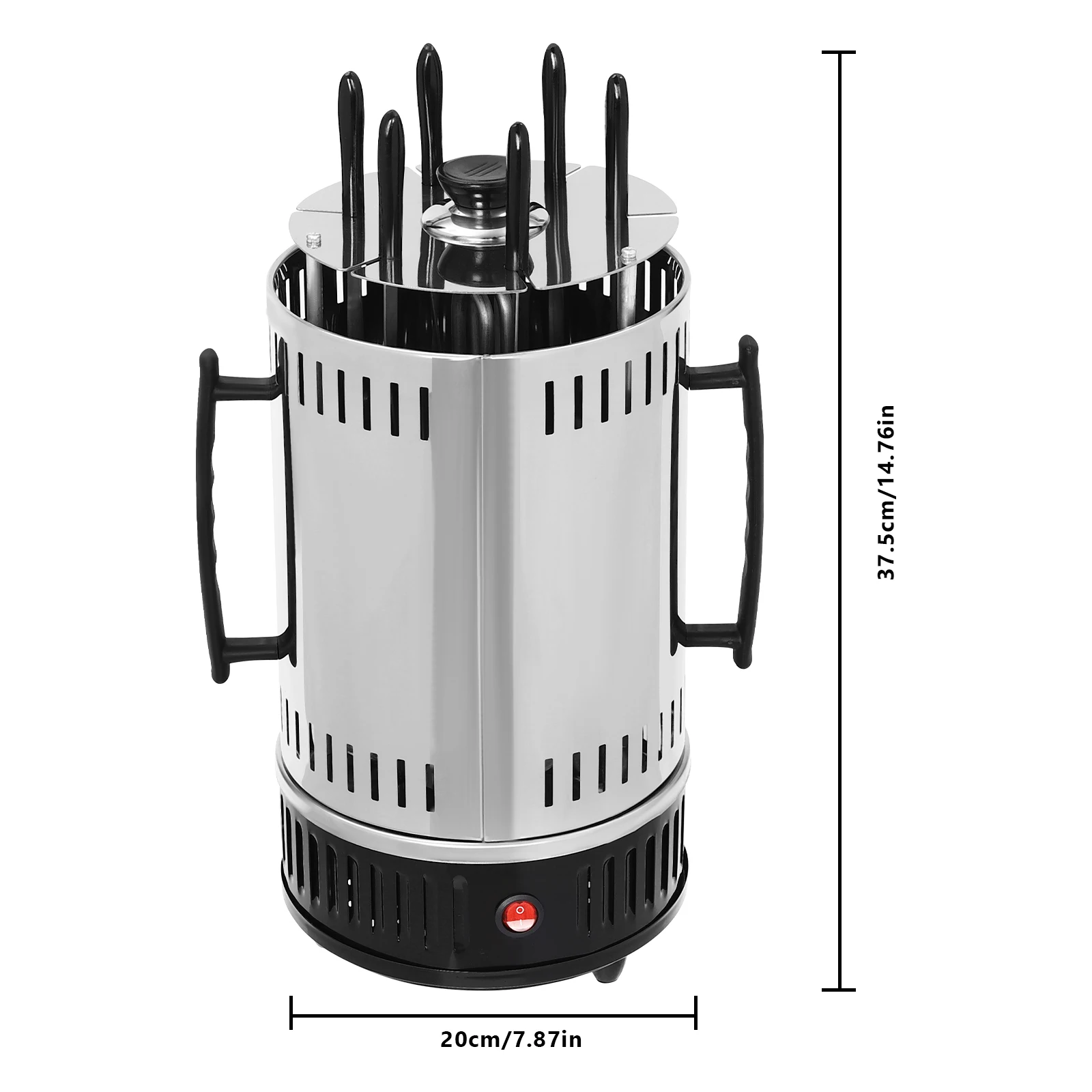1000W verticale elektrische grill, verticale draaispitgrill, elektrische roterende grillmachine met 5/6 spiesjes rookvrij - afbeelding 1