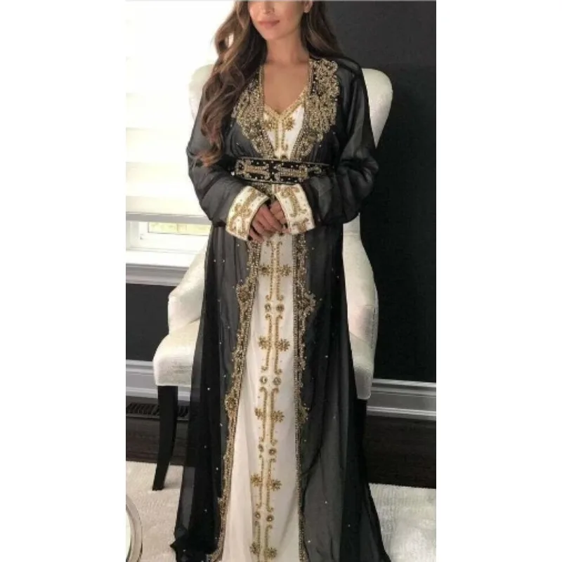 New Wedding Designer Kaftan Hand Embroidered Robe for Dubai Party Costumes in Morocco