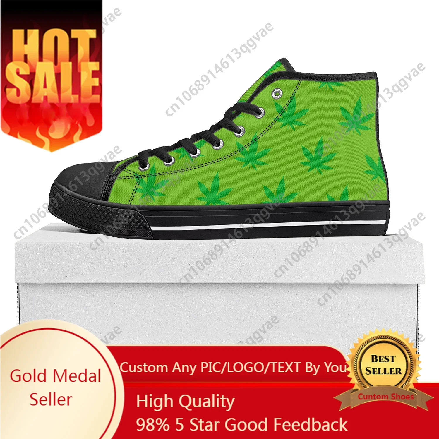 

Maple Leaf Printed Pop High Top High Quality Sneakers Mens Womens Teenager Canvas Sneaker Casual Couple Shoes Custom Shoe Black