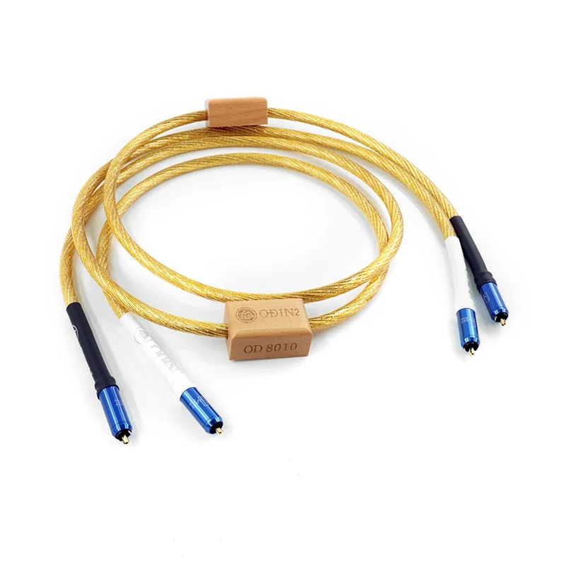 1 par de cabo de sinal rca dourado duplo lótus prata esterlina cabo amplificador de cd de áudio