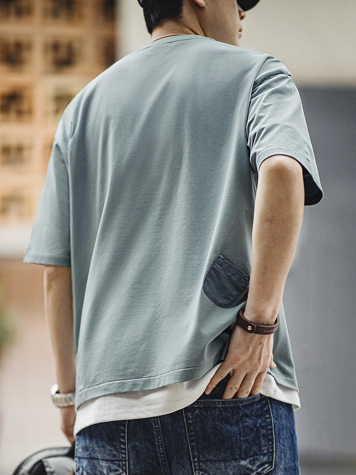 Summer and Autumn Color Blocking American Casual Simple Commuting Cool Short Sleeved T-Shirt Breathable Antibacterial Men