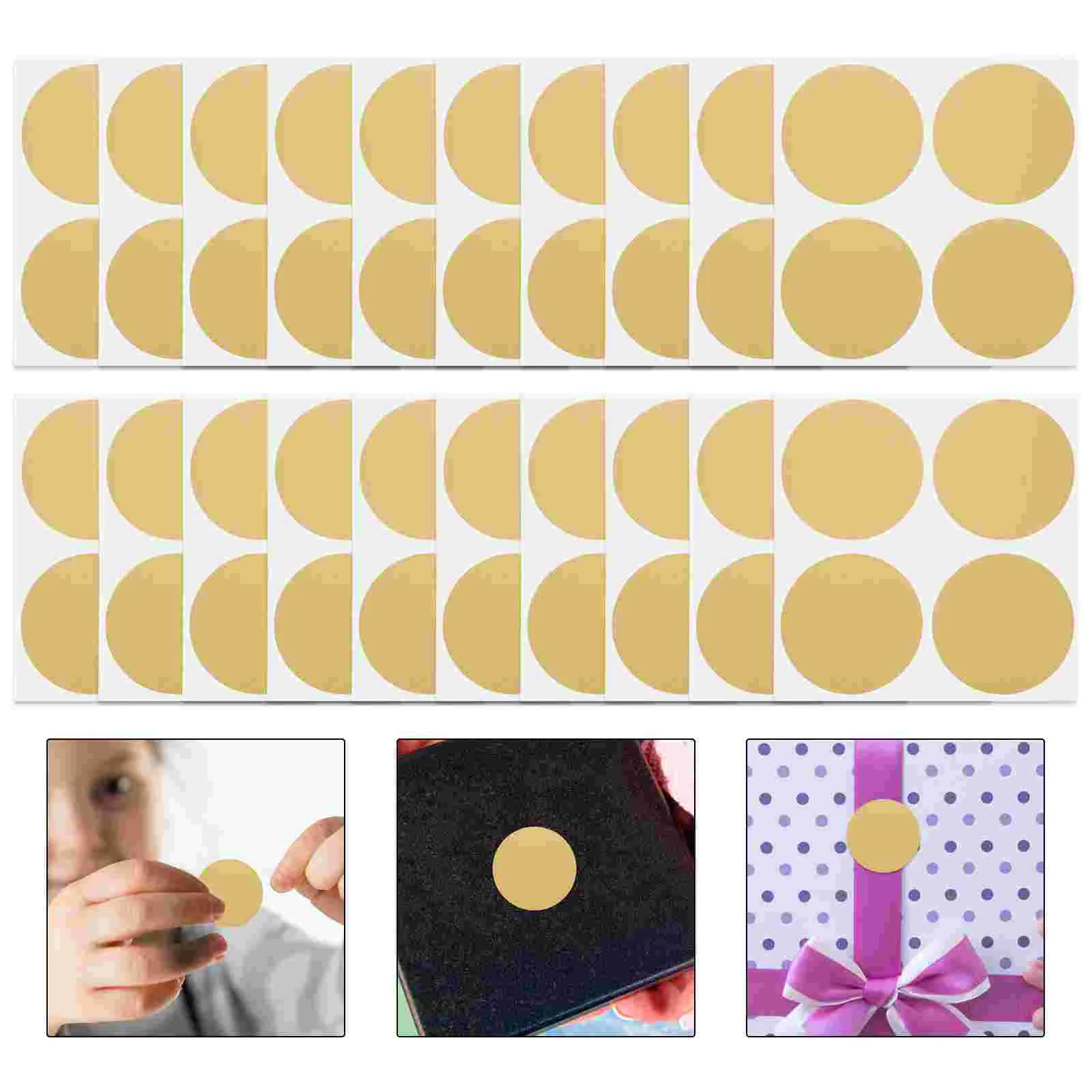 50 Pcs Scratch Film Sticker Gold Seal Stickers DIY off Double Sided Adhesive Tape Detachable Circle Paper Games Office Round