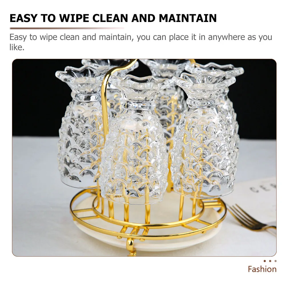 

Round Cup Holder Iron Anti Rust Kitchen Mug Bracket Breathable Hollow Tree Dry Stand Bottle Rack Storage