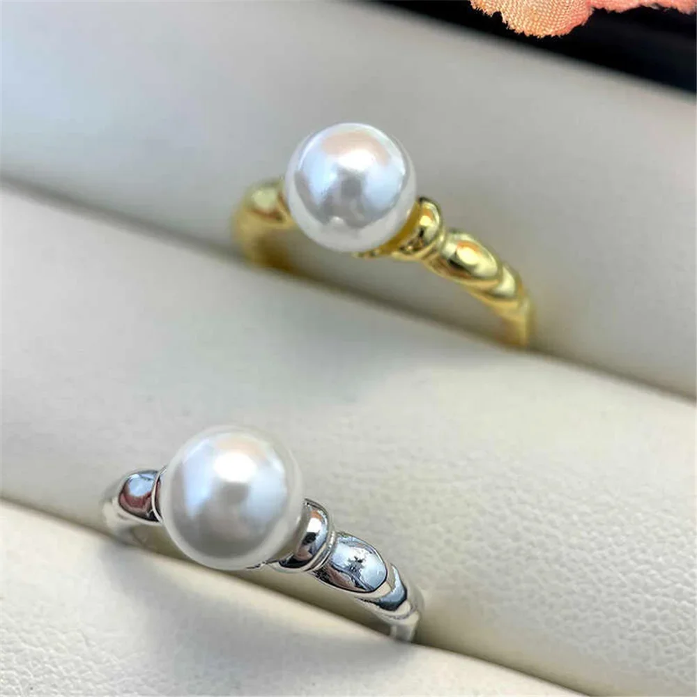 Solid S925 Sterling Silver Pearl Ring Settings Findings & Accessories - for Jewelry Making Bulk Wholesale Craft Supplies 8-10mm