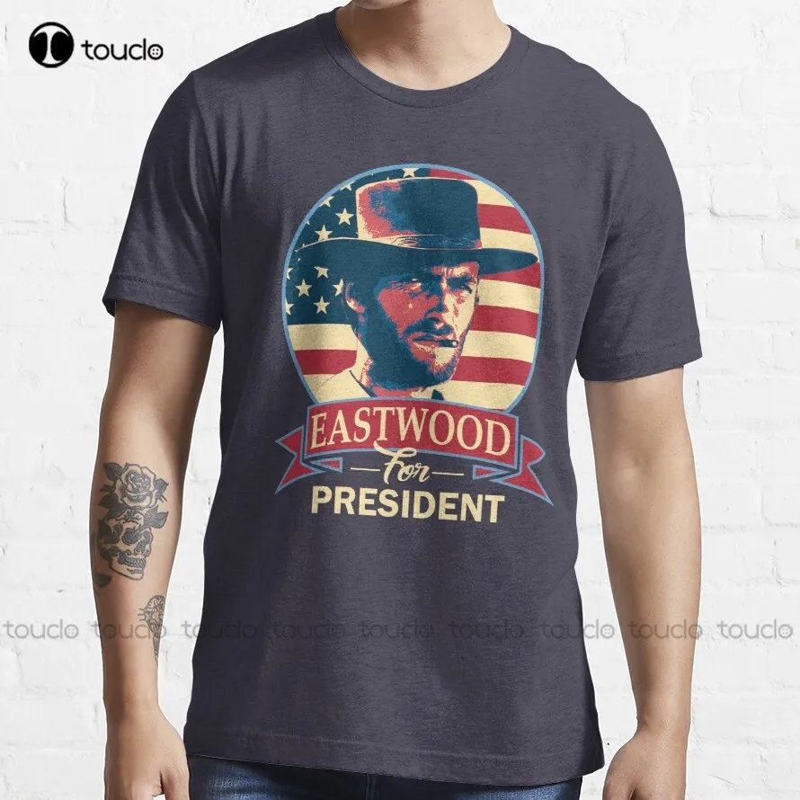 Eastwood For President Trend T-Shirt Clint Eastwood Graphic Tshirts For Men Cotton Outdoor Simple Vintage Casual Tee Shirts