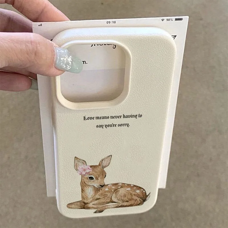 Kreativer englischer Buchstabe Kirschhirschmuster TPU Handyhülle für iPhone 17 Pro Max Air 16 Plus 15 14 13 12 11 XS XR X 16E 17 Abdeckung