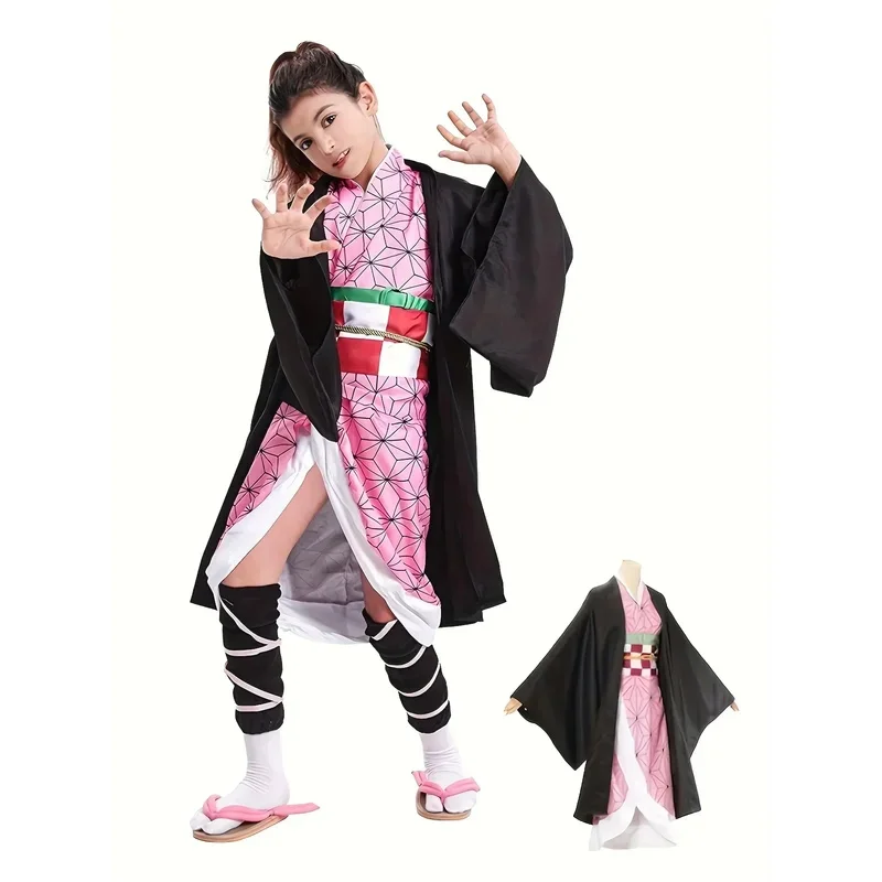 ชุดชุดคอสเพลย์อนิเมะญี่ปุ่นกิโมโนเด็กผู้หญิง1ชิ้นชุดการแสดงบนเวทีชุดปาร์ตี้