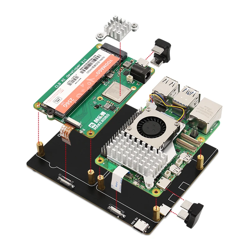 라즈베리 파이 5 AI 키트, AI 가속기, PCIE to M.2 확장 보드 Hailo-8