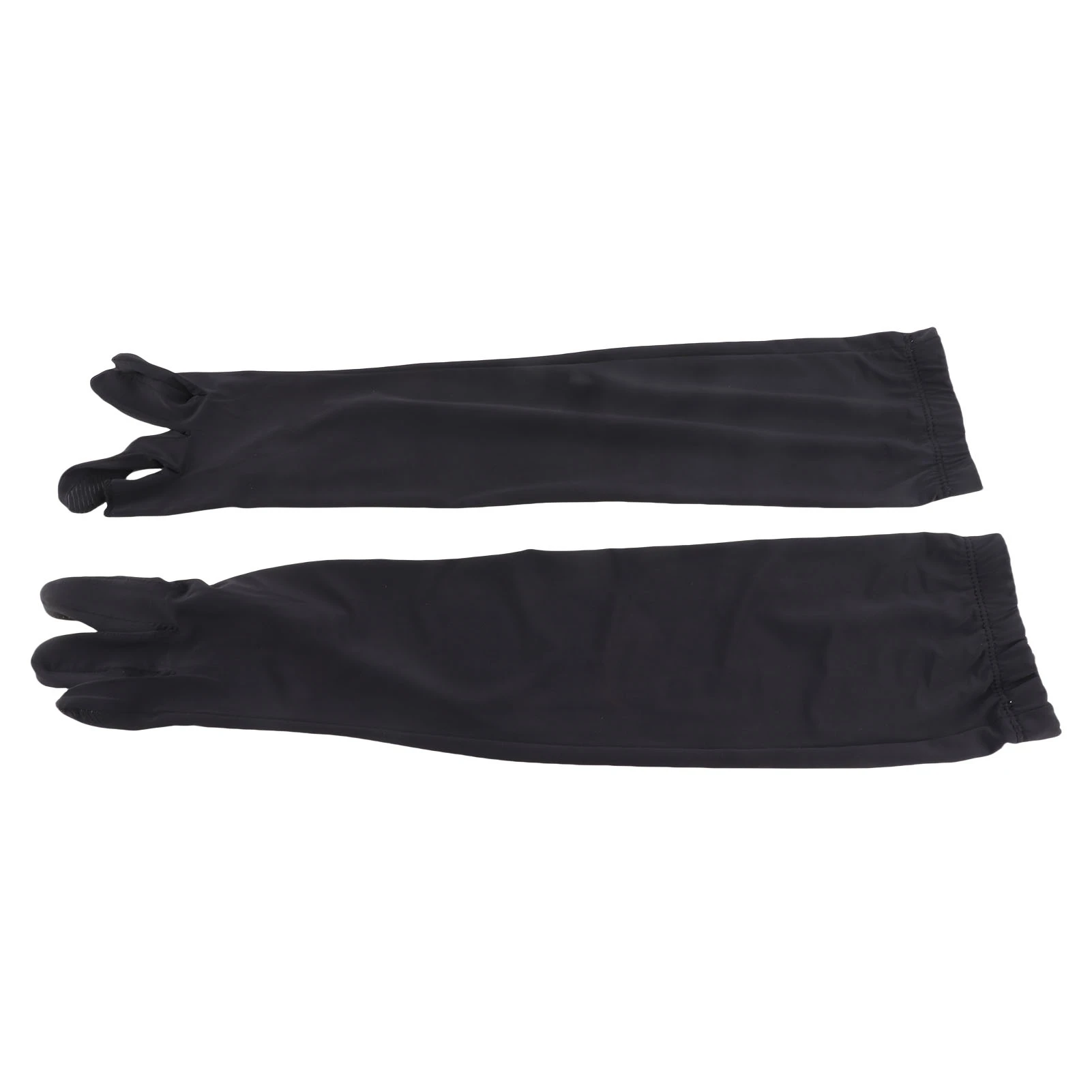 Black Exposed 2 Finger Nylon Silicone Arm Sleeves Lightweight Breathable Sun-Protective Elastic Outdoor Arm Covers