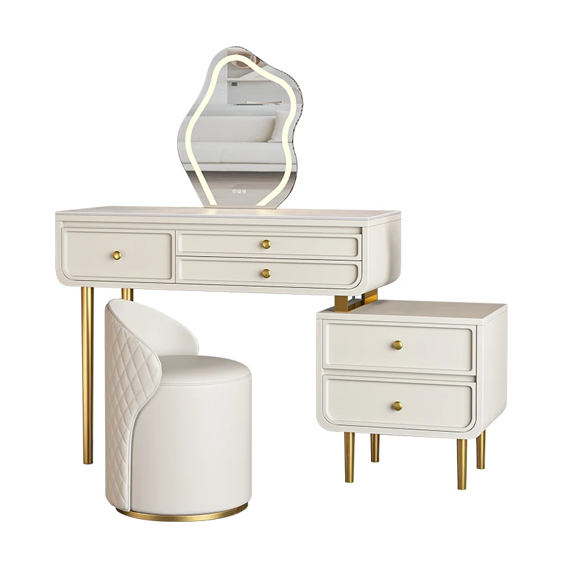 LH minimalist light luxury solid wood rock slab dresser modern simple home makeup table