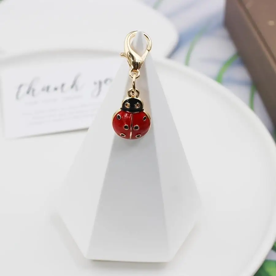 1/5/10/20/50/100pcs 30-Pack Enamel Ladybug Key Charms, Red Background with Black Spots Cartoon Design. Ladybugs Symbolize Luck A