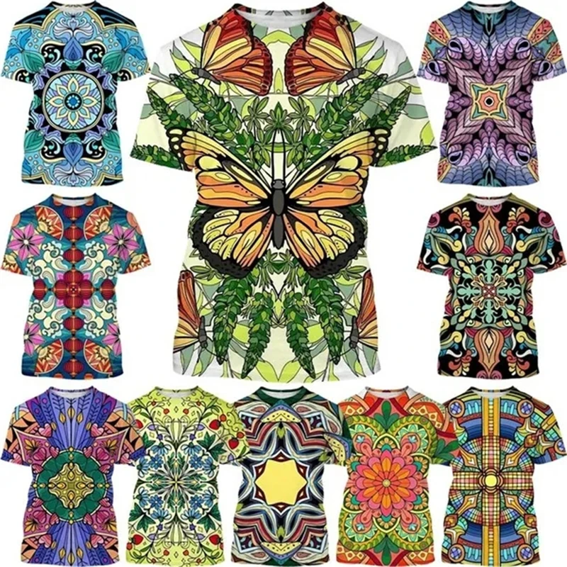 

Men's And Women's Fashion New Kaleidoscope Pattern 3D Printed T Shirts Art Printed T-shirt Round Neck Short-sleeved Casual Top