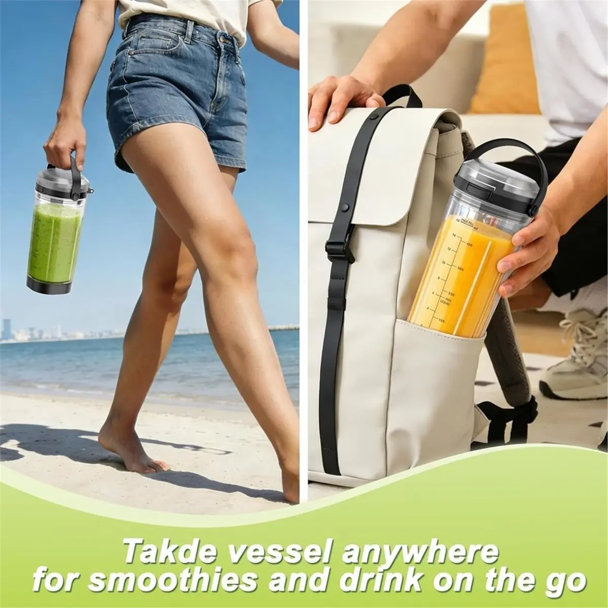 【MUST-HAVE LIST】 18 Oz Vessel Cup Compatible for Portable Blender, for BC150/ BC100 Series Blender (Black)