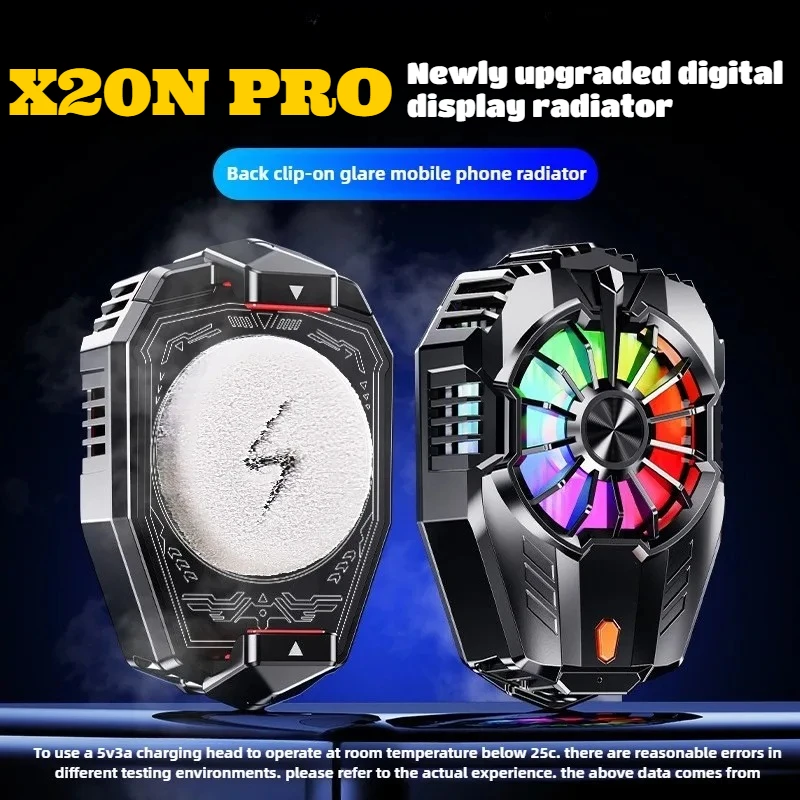 

X20N PRO Mobile Phone Back-clip Semiconductor Cooling Radiator w/ Digital Display RGB Colorful Light PUBG Gaming Cool Heat Sink
