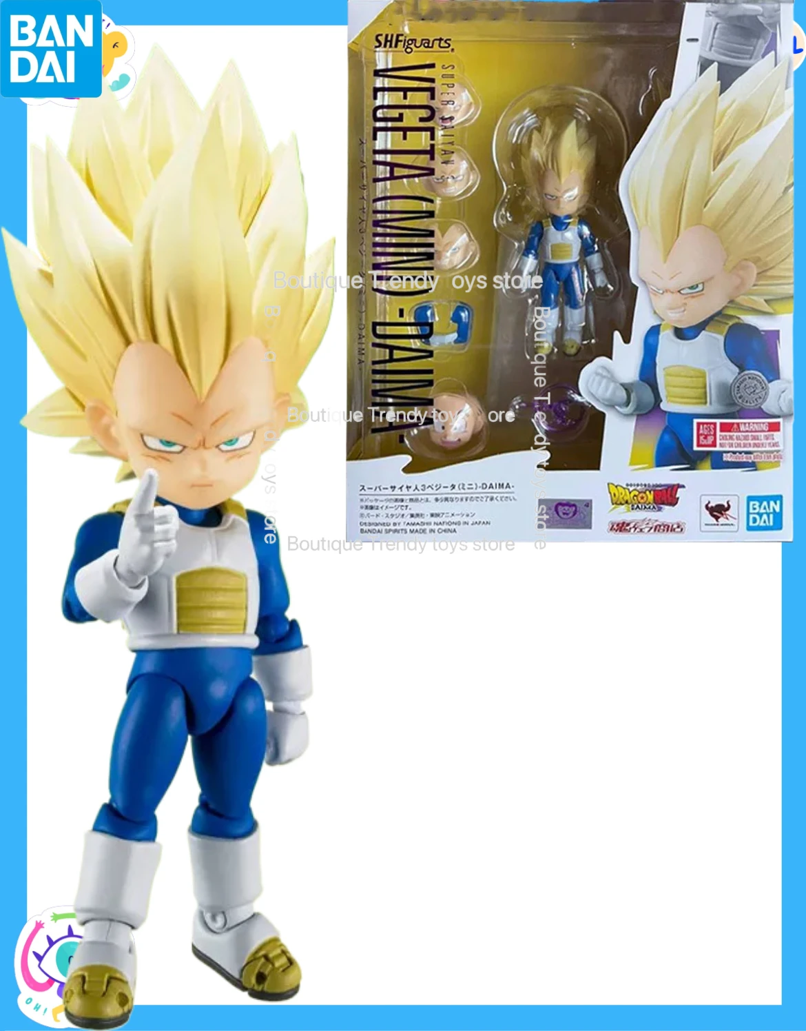 

In Stock BANDAI Original Box S.H.Figuarts DRAGON BALL SON GOKU VEGETA MINI DAIMA SHF Action Figure Model Gift for Kid