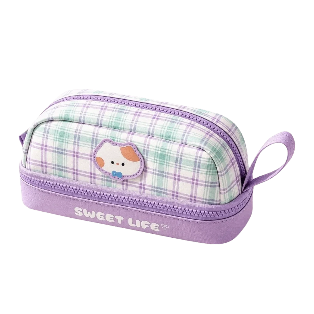 Pen Box Large Capacity Pencil Case Cartoon Dog Dustproof Pencil Bag Puppy INS Stationery Bag Elementary School