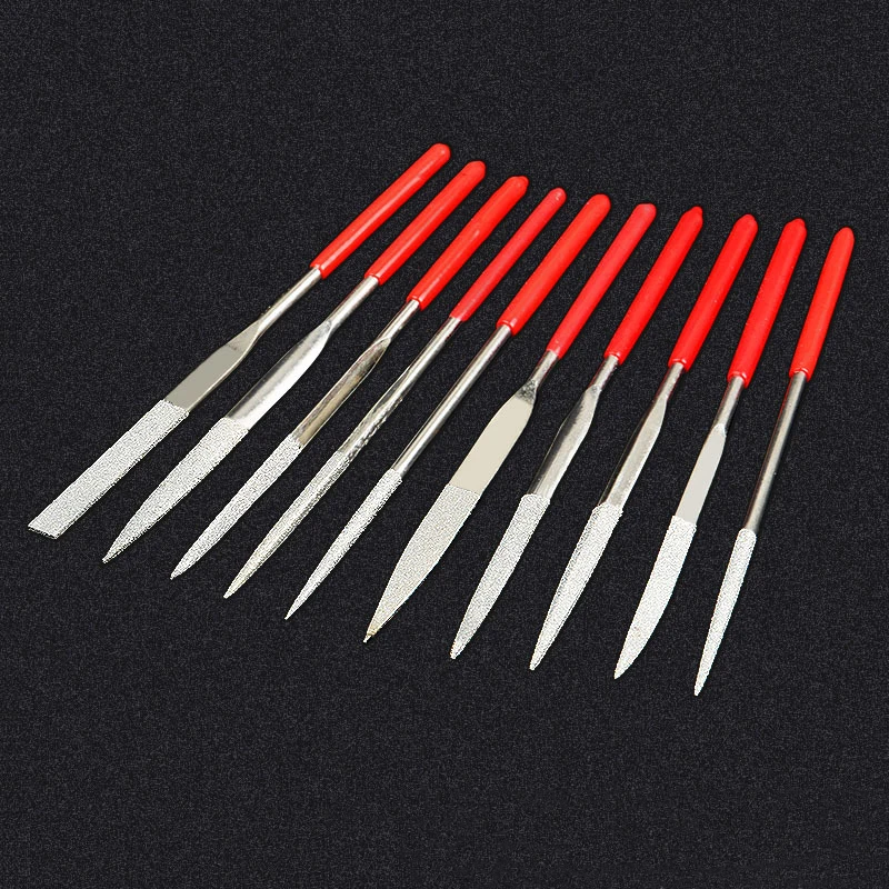 10Pcs Diamond Needle File Set 3x140mm Mini Needle File Kit For Stone Glass Metal Carving Craft Hand Tools Needle File Set