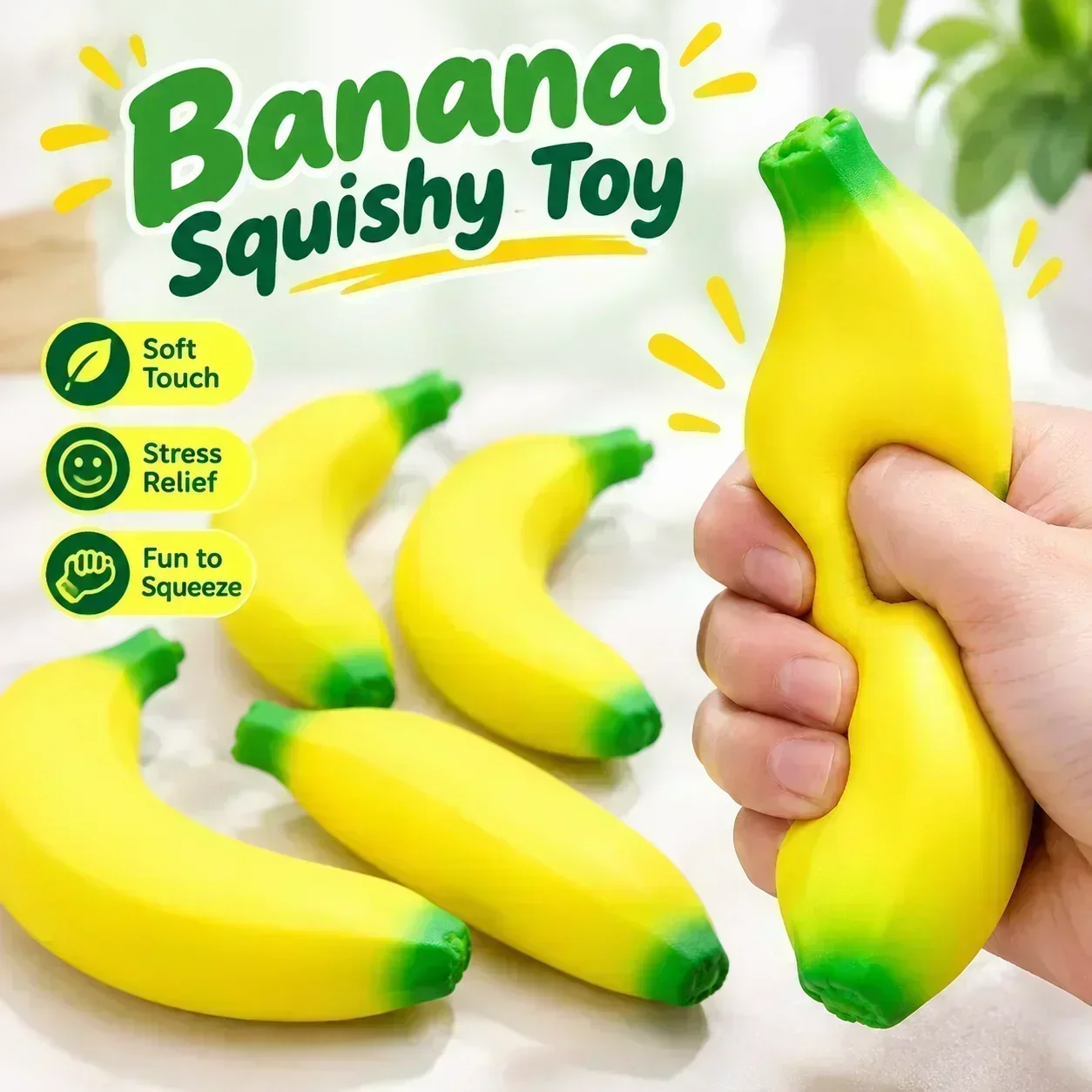 Jumbo Squishy Banana Slow Rising Squeeze Toy Funny Fruit Stress Relief Anti Anxiety Soft Pressure Reliever Prop Reduce