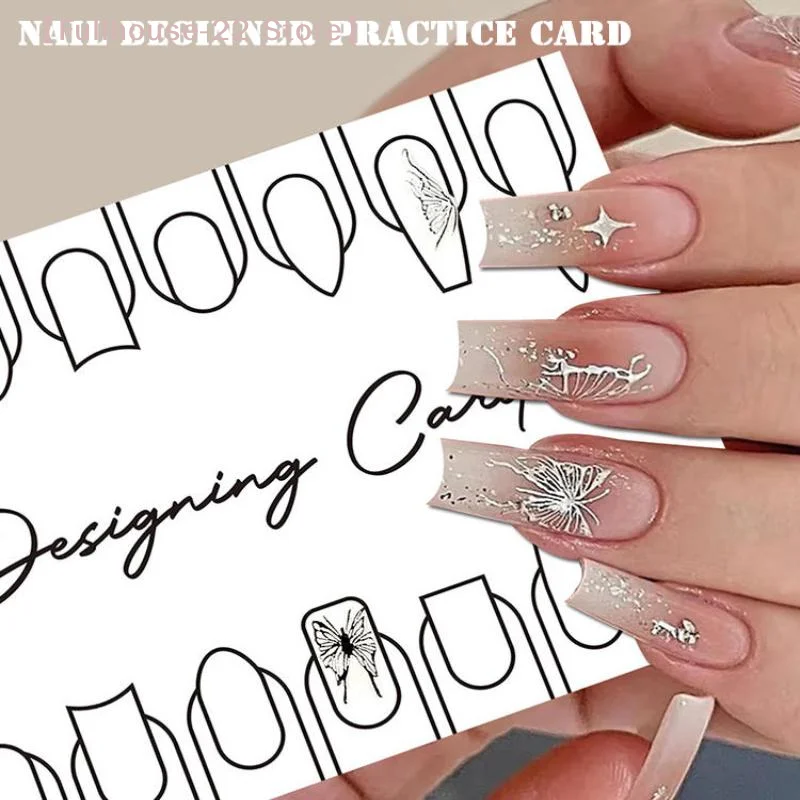

【MAX-22】10pcs Nail Practice Cards Lines Drawing Painting Training Template Nail Art Design Cards False Exercise Beginner Board
