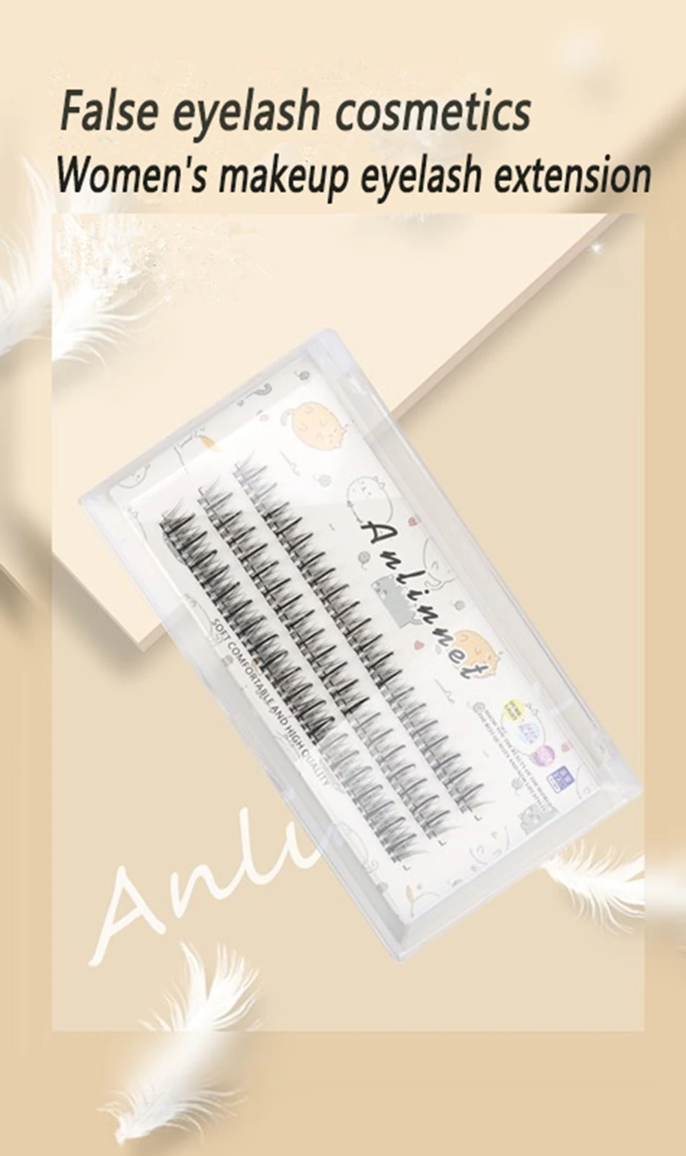 Natürliches Damen-Make-up, falsche Wimpern, 1 Schachtel mit 60 Clustern, Wimpernverlängerung, einzelnes Cluster-Wimpernwerkzeug – Detail 2