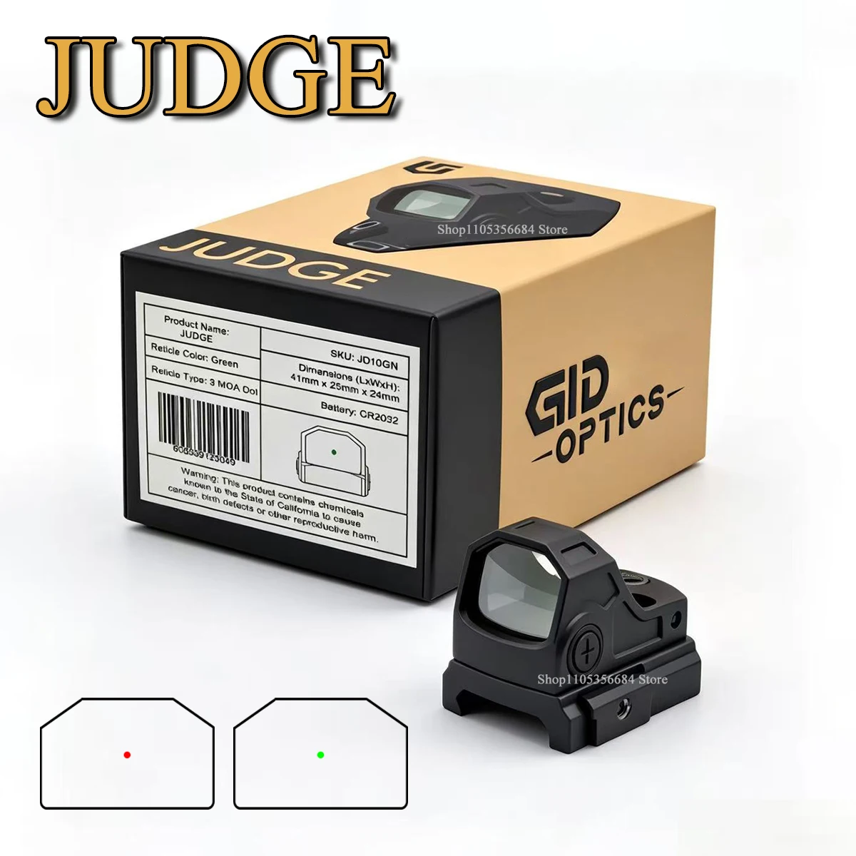 Tactical GIDEON Optics JUDGE 3 MOA Red Dot Sight Reflex Optics RMSc Footprint Compact 43X/48X 20mm Rail Mount for Picatinny