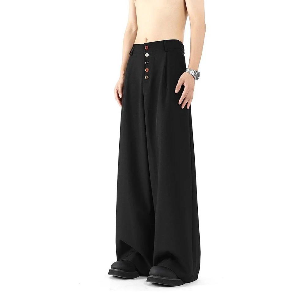 

Summer Men's Solid Color Straight Suit Trousers American Retro Fashion Trend High Street Loose Breathable Niche Men's Bottoms