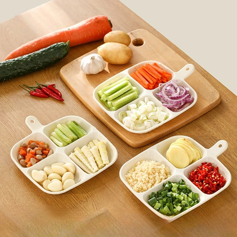 Grid-shaped Side Dish Plate Wall-mounted Multi-functional Kitchen Hot Pot Flavor Plate Household Seasoning Dish Essential Tool