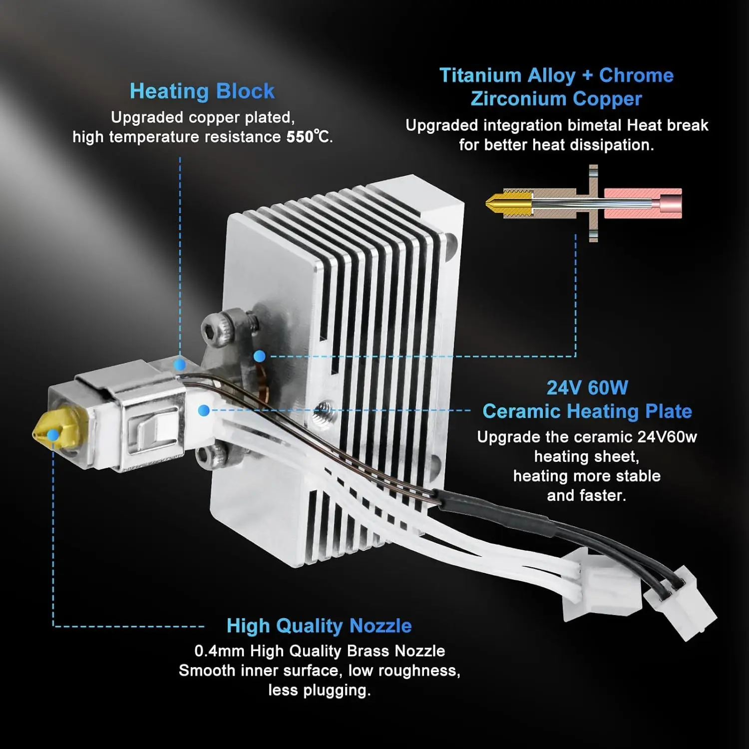 Drukarka 3D Hotend High End Upgrade Neptune 4 4 Pro 4 plus 4 Max Hotend Szybkie nagrzewanie 300 ℃   Zestaw bloku grzewczego wytłaczarki ze