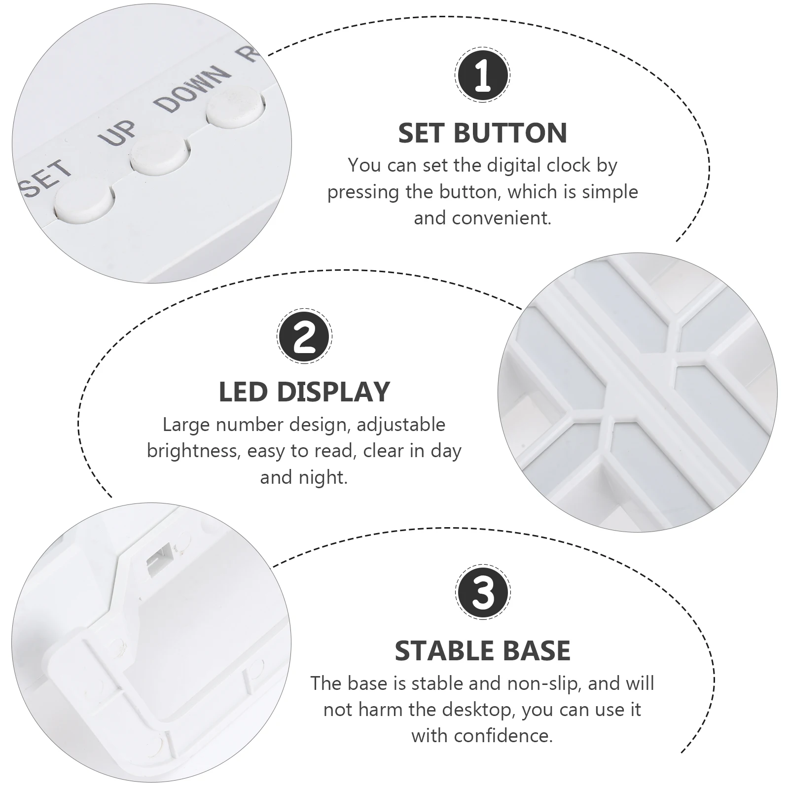 

3D LED Digital Clock Wall Desk Alarm Clock Adjustable Brightness Large Display Snooze Function USB Charging Home