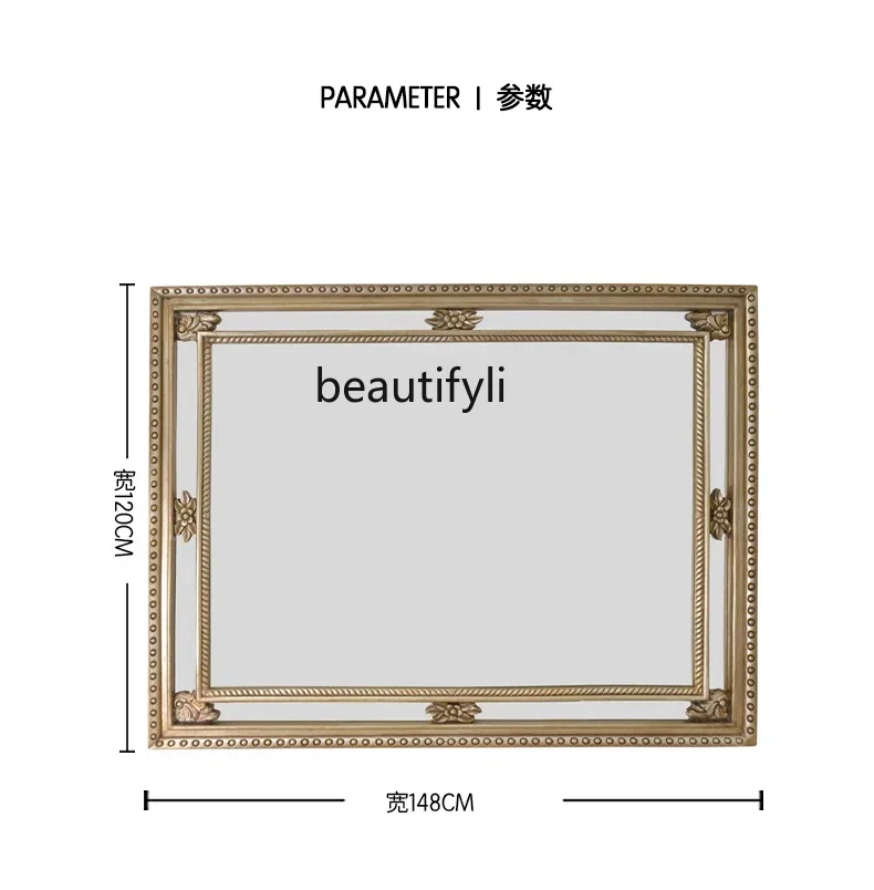Decorative makeup mirror luxury portable bedroom wooden mirror beauty salon frame wall hanging
