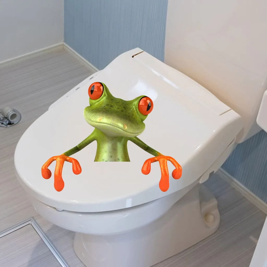 Toilet Stickers Cute Peep Funny Frogs  Wall Sticker Bathroom Toilet Decor Living Room Cabinet Home Decoration Decals Mural  S1