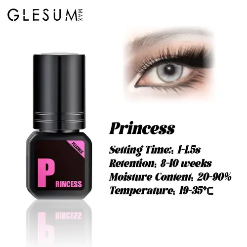 Imagen 2 del producto Pegamento para pestañas Glesum Princess 0,5 s-1s resistente al aceite seco y al agua tiempo de retención 7-9 semanas adhesivo para pestañas suaves