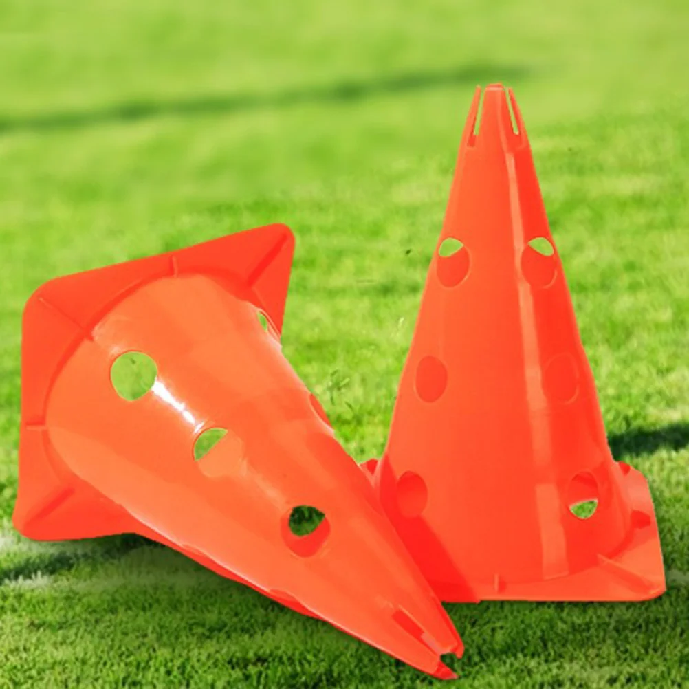 

5 шт., конусы для футбольных тренировочных маркеров, 30 см, неоново-оранжевые, складные, с прорезями, ветрозащитные конусы для маркеров препятствий