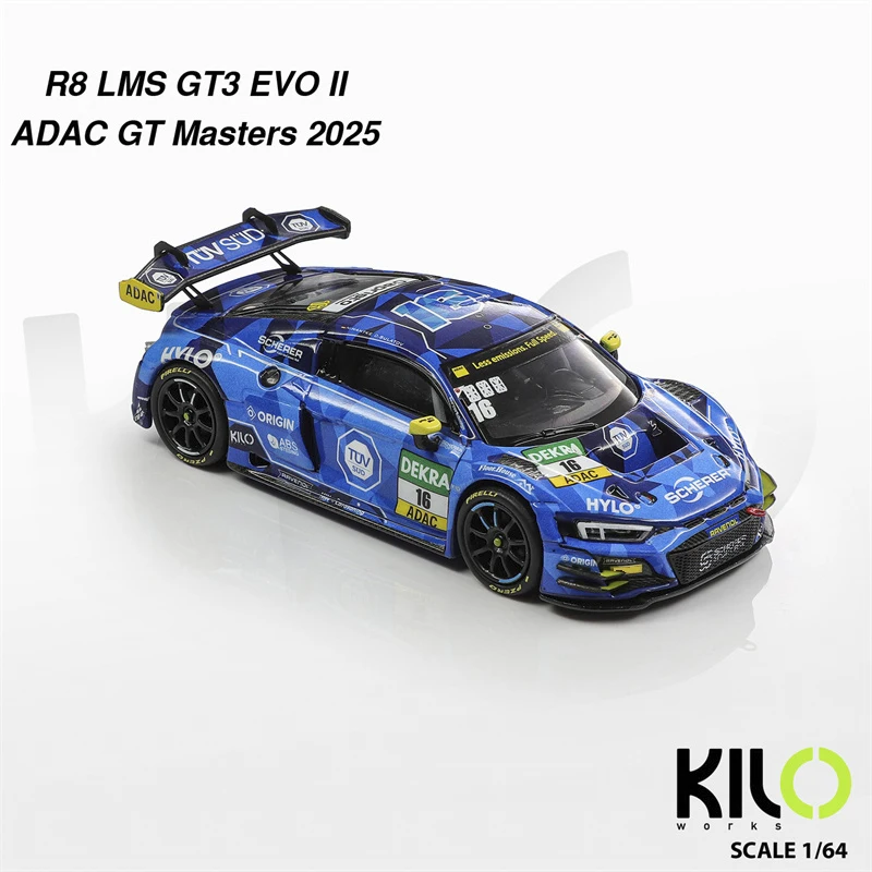 

KILO 1:64 GT3 R8 LMS EVO II ADAC GT Masters 2025 NO.1 / No.16 Die-Cast Car Model Miniature Gifts