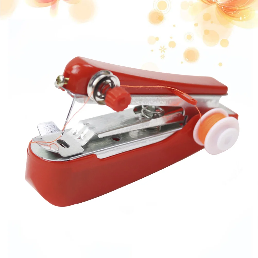 ماكينة خياطة صغيرة حمراء محمولة متعددة الوظائف يدوي محمول للسفر والمنزل للاستخدام التطريز لون خيط عشوائي #6
