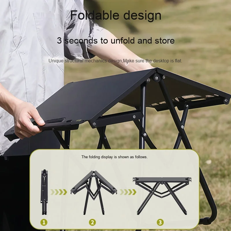 Obrázek 4: Přenosné uhlík ocel outdoorové skládací stůl - multifunkční kemping stůl pro outdoorové aktivity