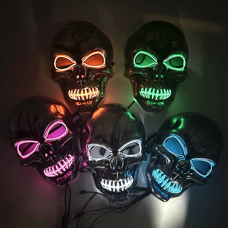 نمط جديد LED أقنعة الجمجمة مخيف حفلة تنكرية شخصيات لوازم تأثيري الجمجمة قناع رأس كول الشر الجمجمة متوهجة قناع قناع رائع