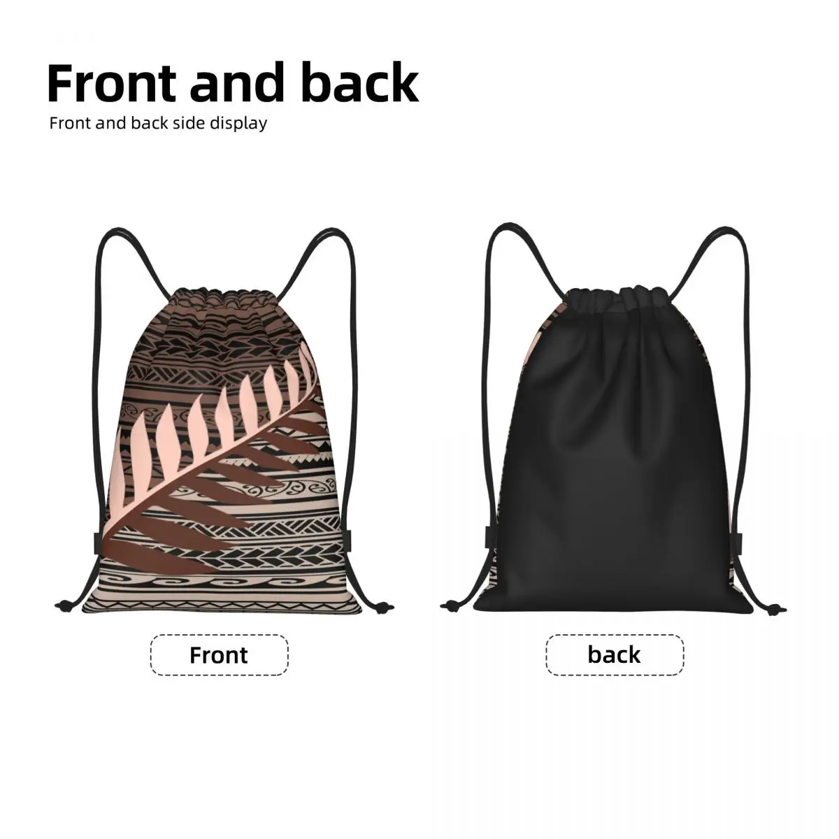 Silver Fern Tribal Brown Drawstring Bags Women Men Foldable Sports Gym Sackpack New Zealand Maoris Training Storage Backpacks