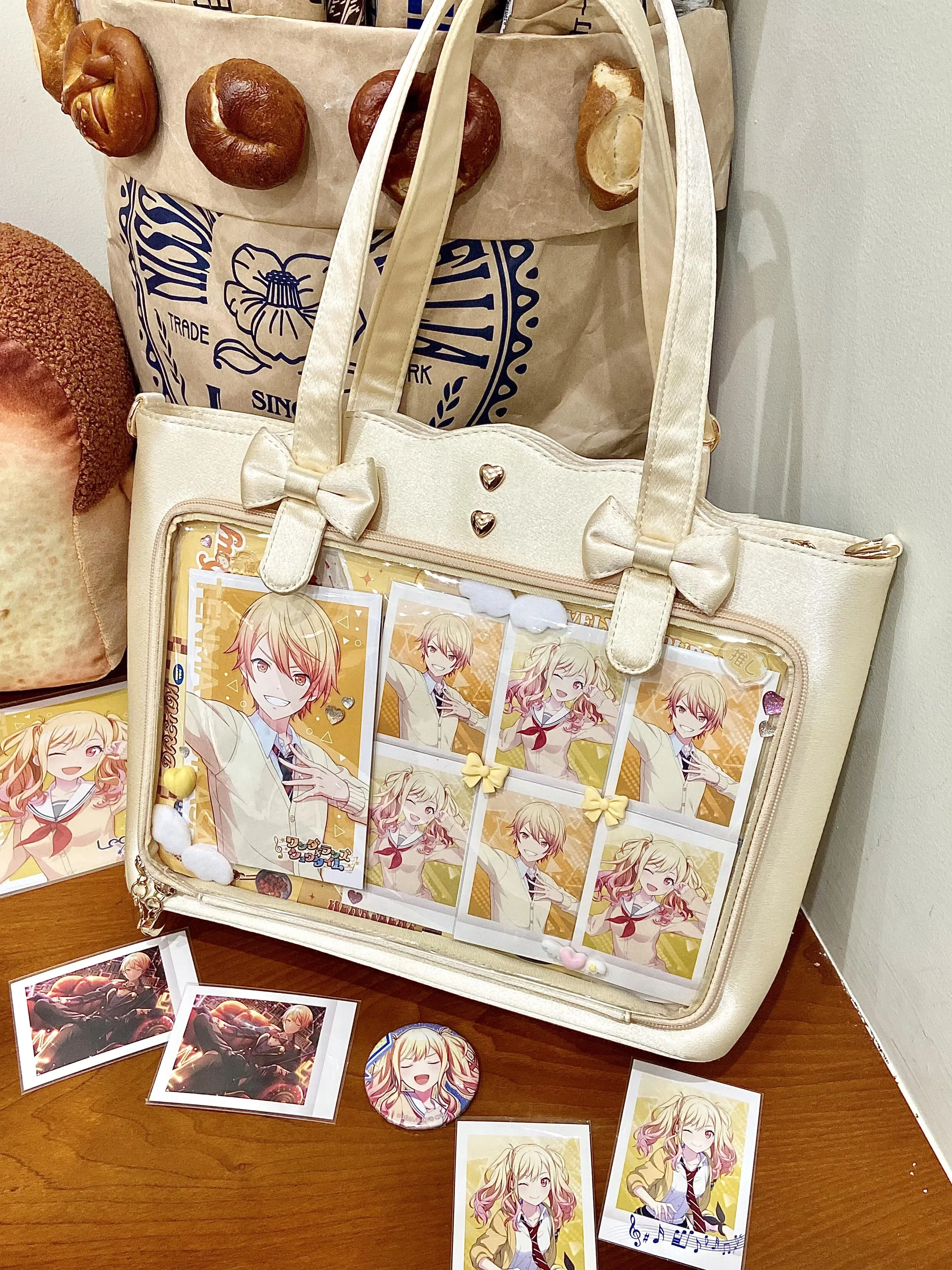 Original Cute Girl Chanson Satin Diagonal Span Shoulder Portable Large Capacity Multi-colored Bow Lady Student Pain Bag
