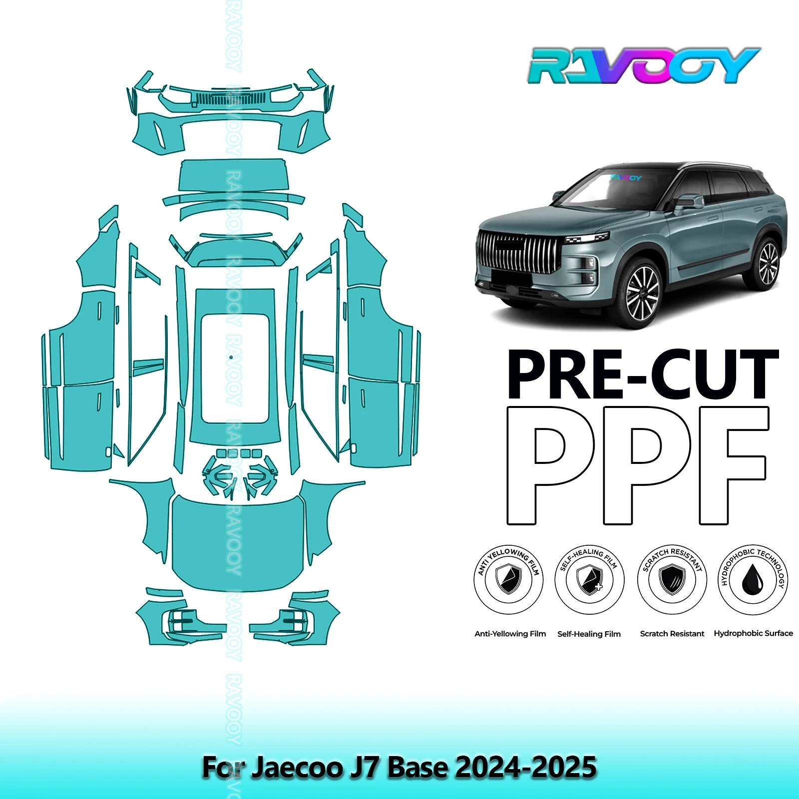 

Full Vehicle Clear Bra Precut PPF Paint Protection Film For Jaecoo J7 Base 2024-2025