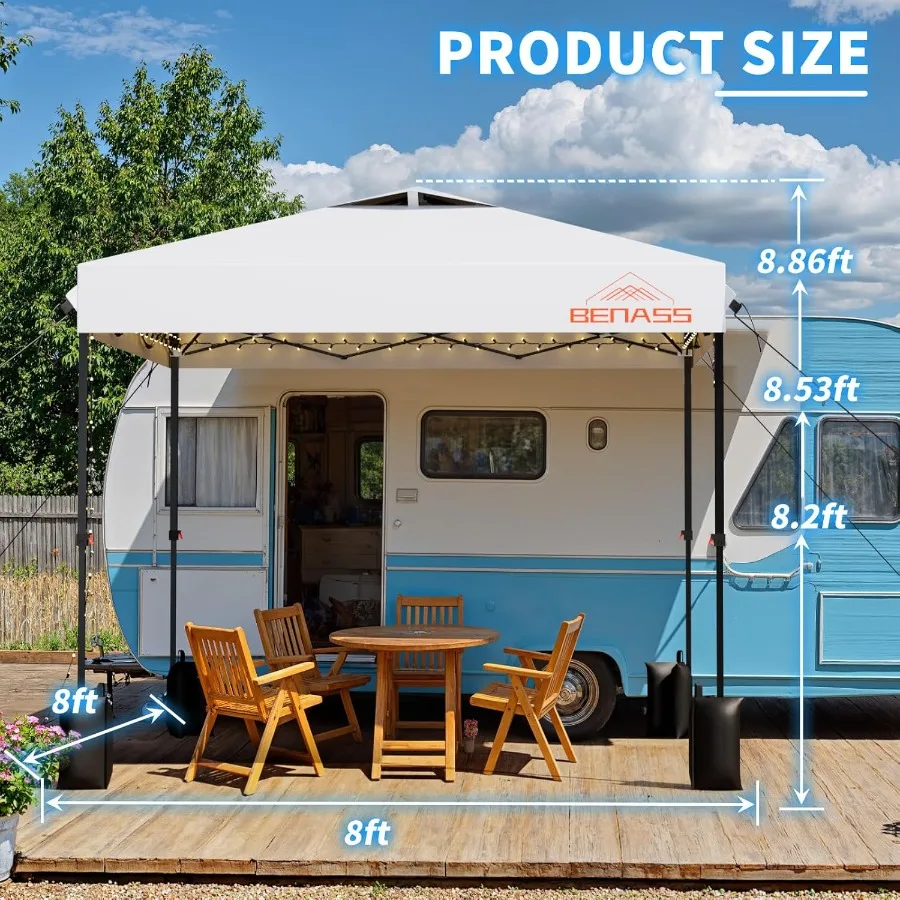 8x8 المنبثقة المظلة سهلة المظلة خيمة للمناسبات في الهواء الطلق الثقيلة خيمة مقاومة الطقس مع الإعداد السريع لحفلات الزفاف #2