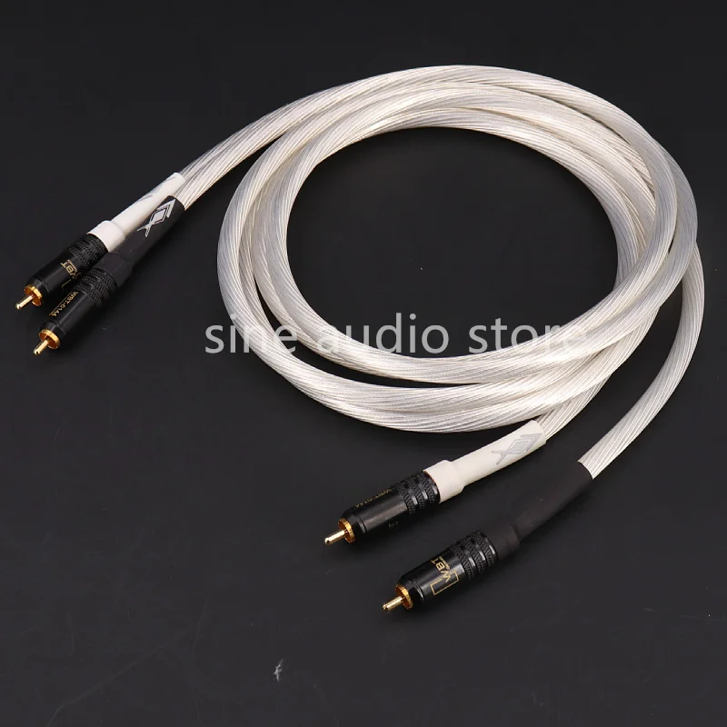 6N single crystal copper silver plated audiophile grade audio cable hifi RCA 2 to 2 cables