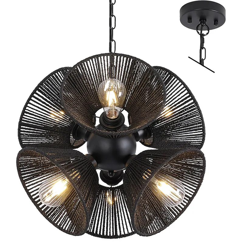 

Ceiling Light Rooms B & B Hotel Restaurant Bedroom Hand-woven Rattan Chandelier