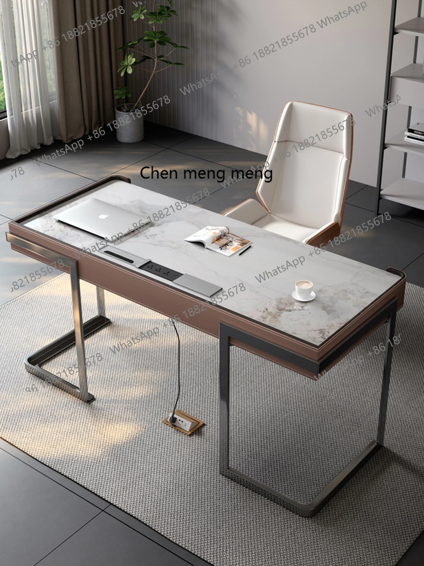 Italian minimalist rock slab desk and chair combination modern minimalist home study writing desk