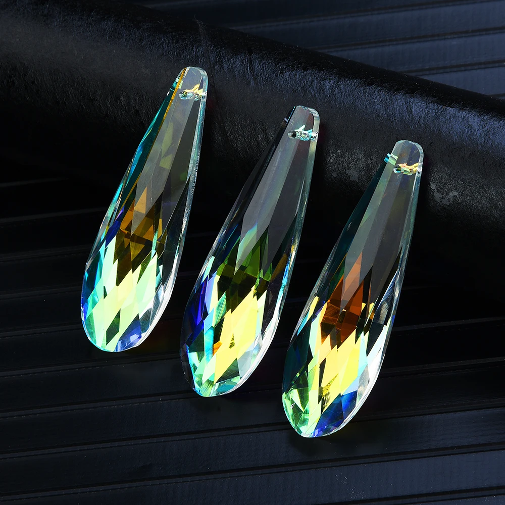 2 Teil/los 50mm 63mm Lampwork Kristall Glas Teardrop Anhänger Perlen Für Sun Catcher Regenbogen Kronleuchter DIY Home Garten party Decor