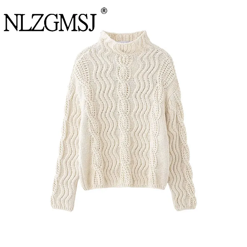 

NLZGMSJ Women Sweater Pullover 2025 Autumn Winter New Long Sleeves Women Sweater Pullover Elegant Hight Street Top