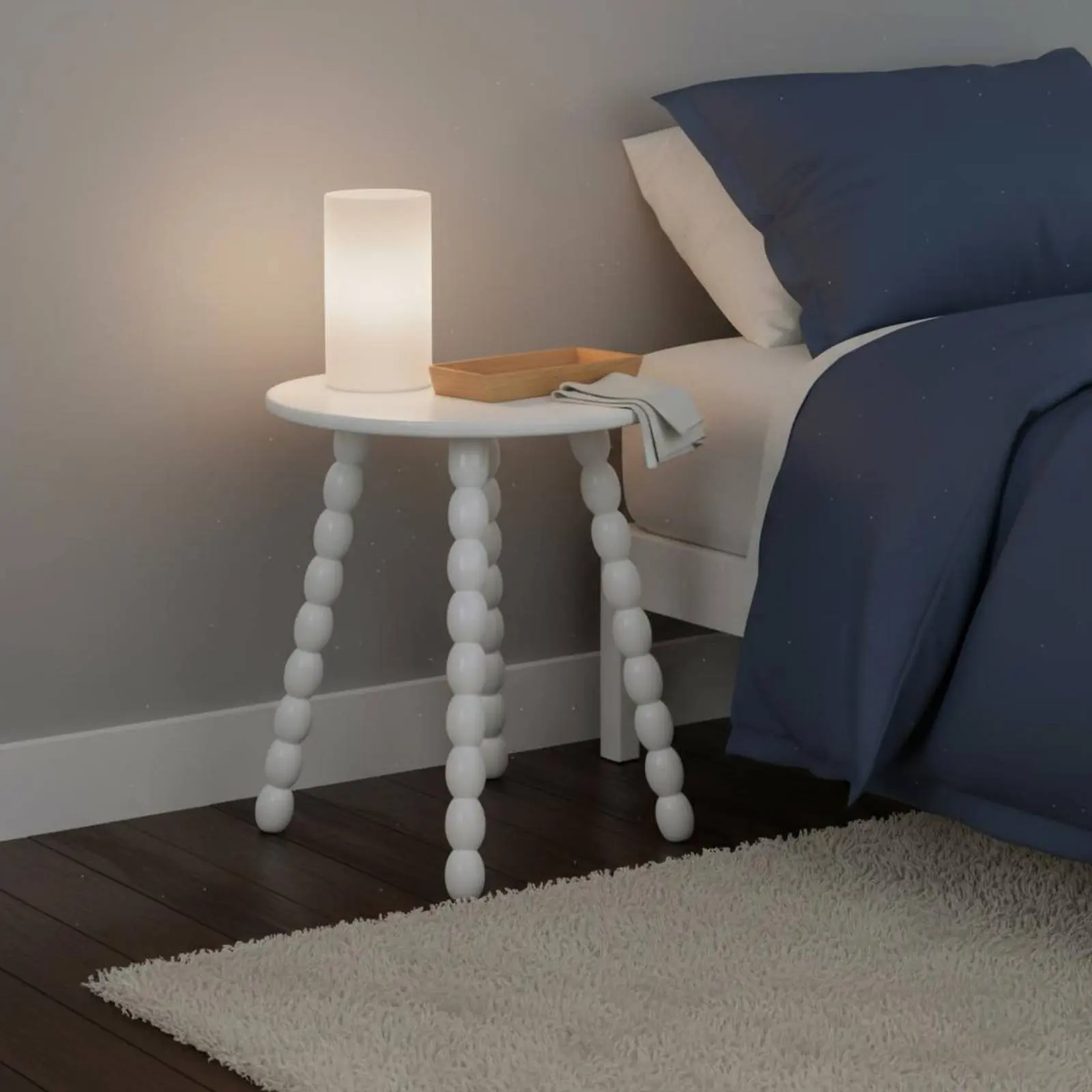 Round Bobbin Leg Table Space Saving Bobbin Leg Decorative Table Vintage Design Nightstand Sleek Rounded Edges for Bedroom