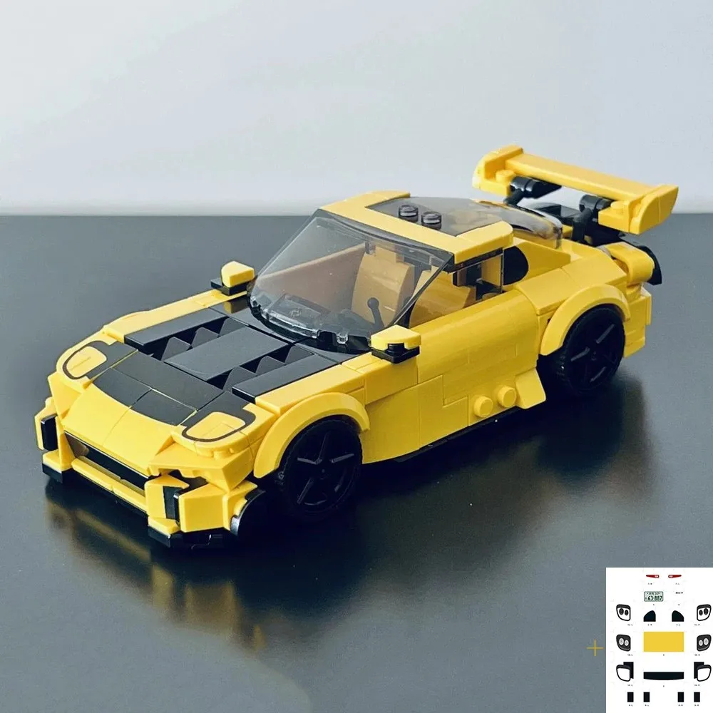 

267PCS MOC Speed Champions RX-7 FD3S With Stickers Assembly Building Blocks Hobby DIY Model Toy Brick Children's Birthday Gifts