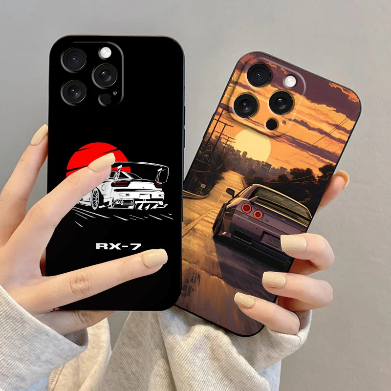 Anime Initial D Car Comics For Apple iPhone 16 15 14 13 12 11 XS XR X Pro Max Plus Mini Black Funda Phone Case