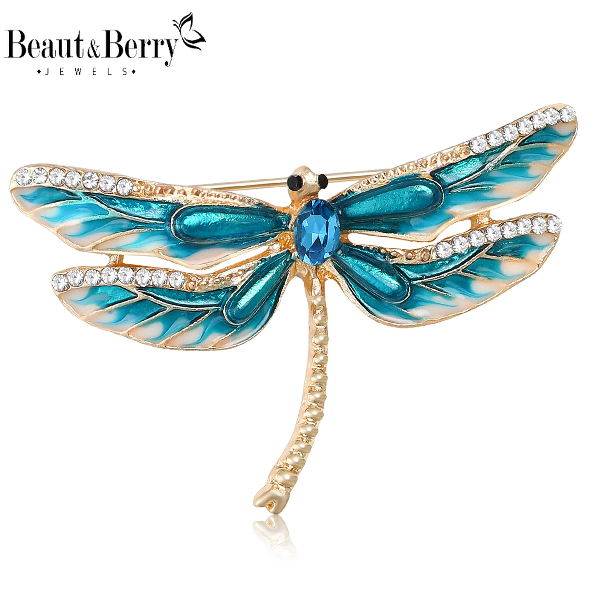 

Beaut&Berry Rhinestone Dragonfly Brooches for Women Unisex Insect Pins Casual Party Accessories New Gifts Friends Decoration